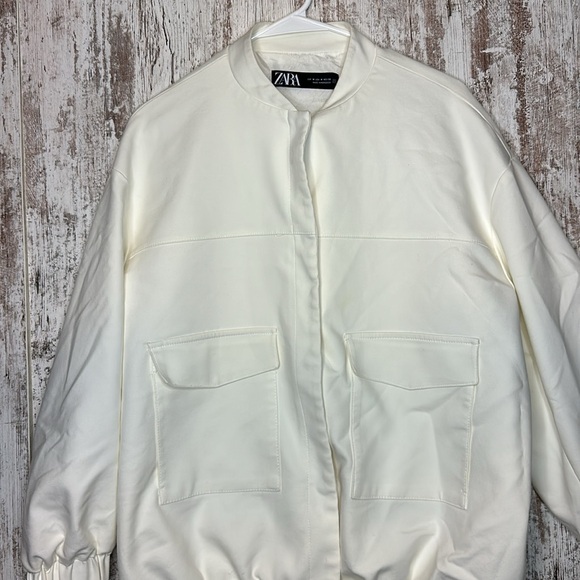 Zara LONG BOMBER JACKET WITH PATCH POCKETS Size M - Picture 6 of 7